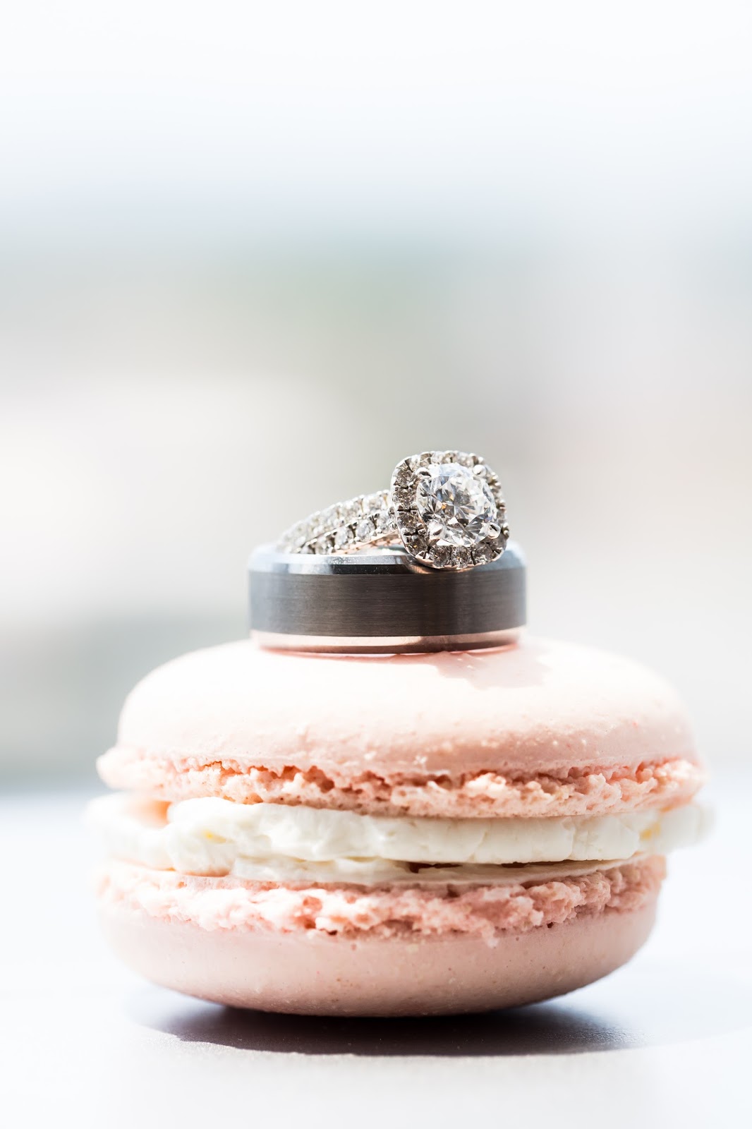 wedding ring on macaron
