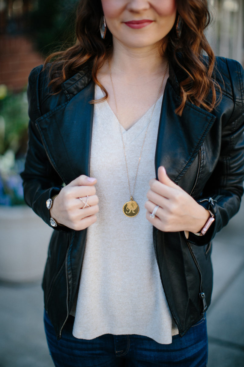 casual outfit leather jacket