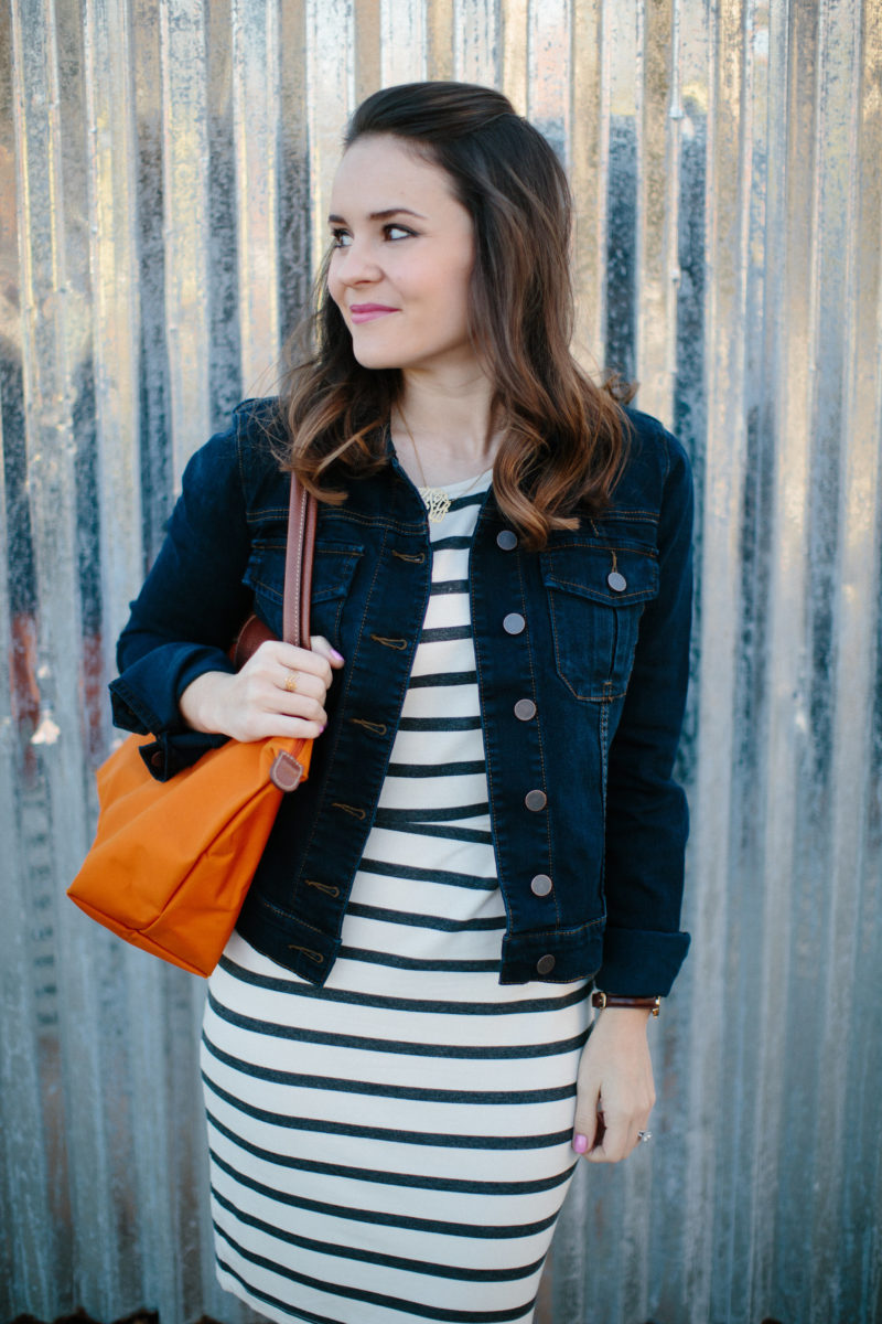 denim striped dress