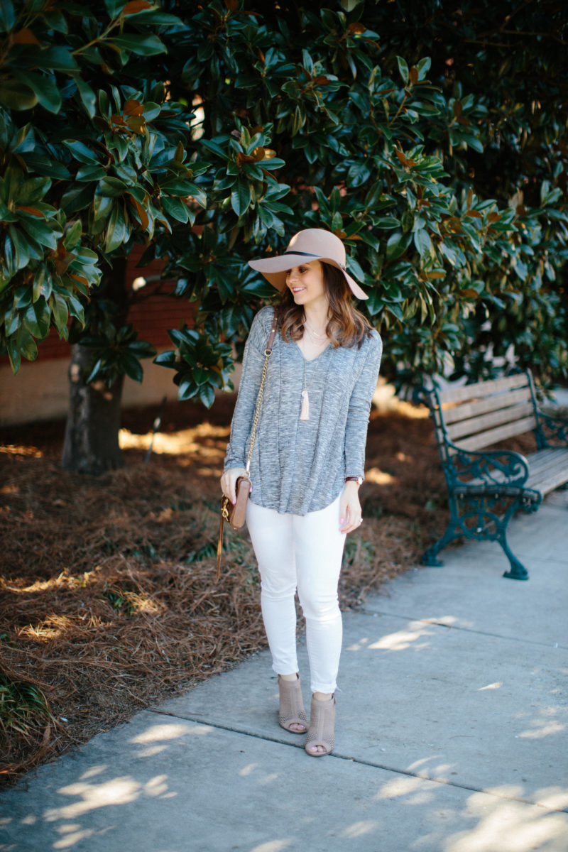 neutral spring transitional outfit
