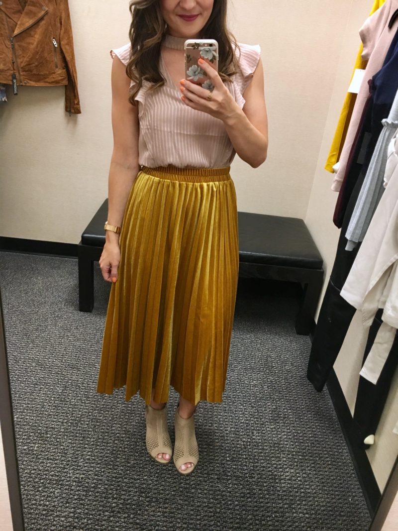 mustard velvet skirt
