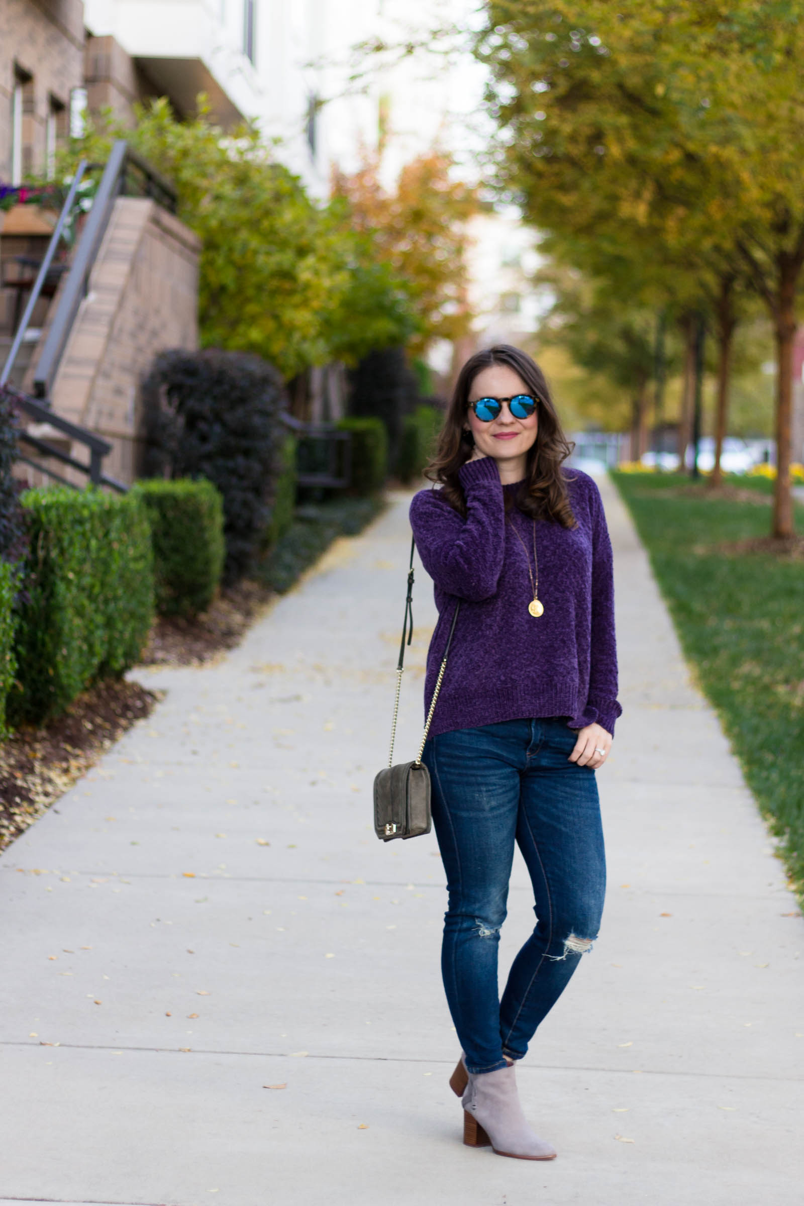 casual fall outfit, chenille sweater