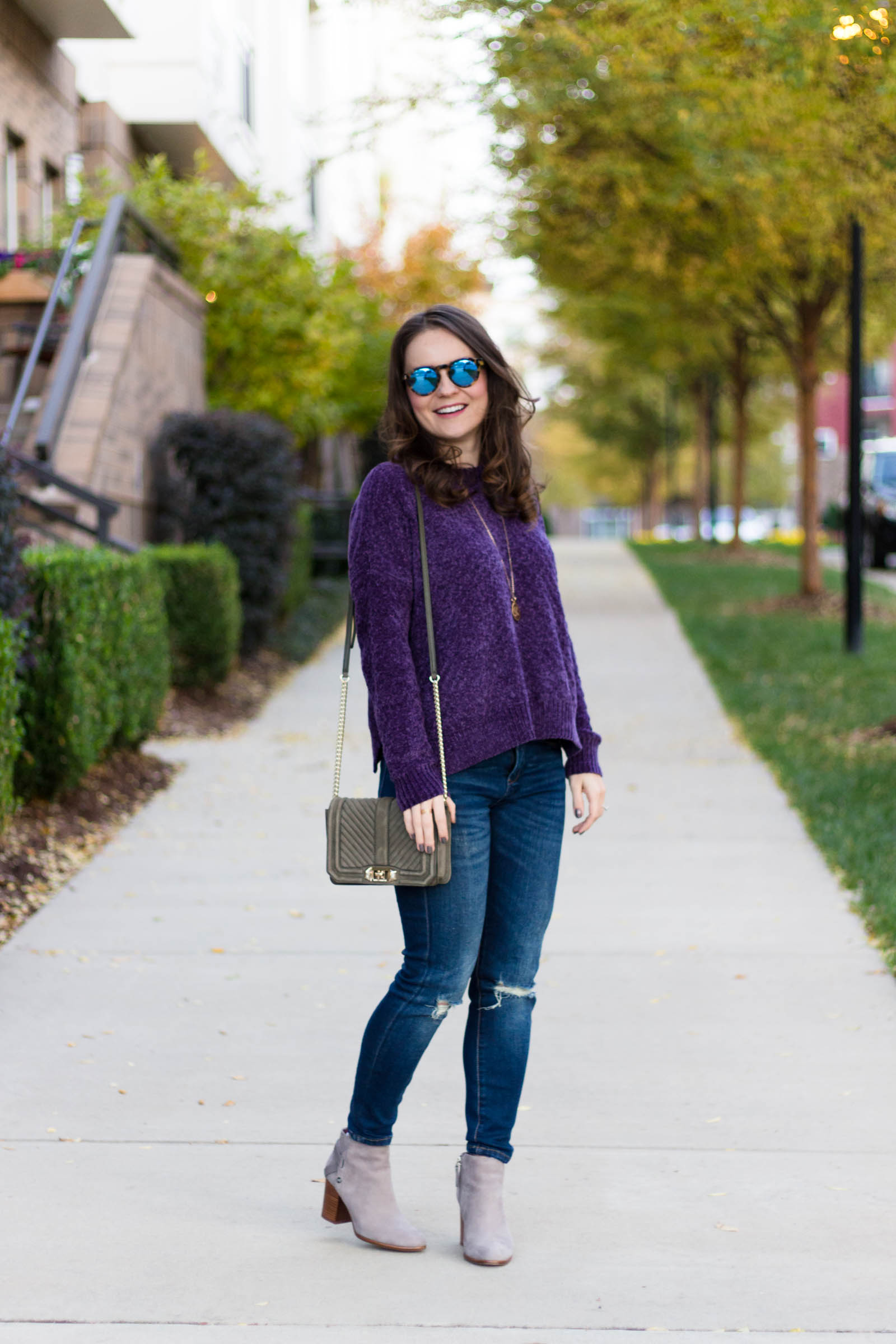 purple chenille sweater