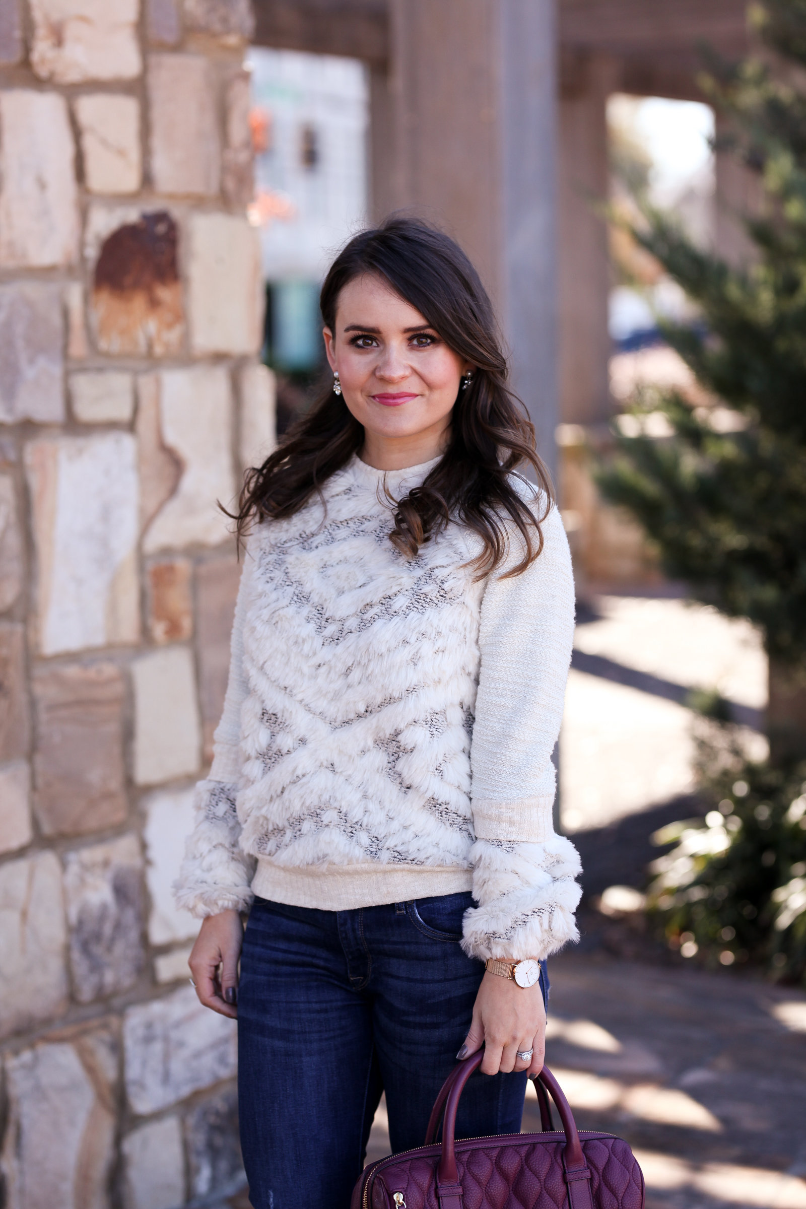 textured faux fur sweater