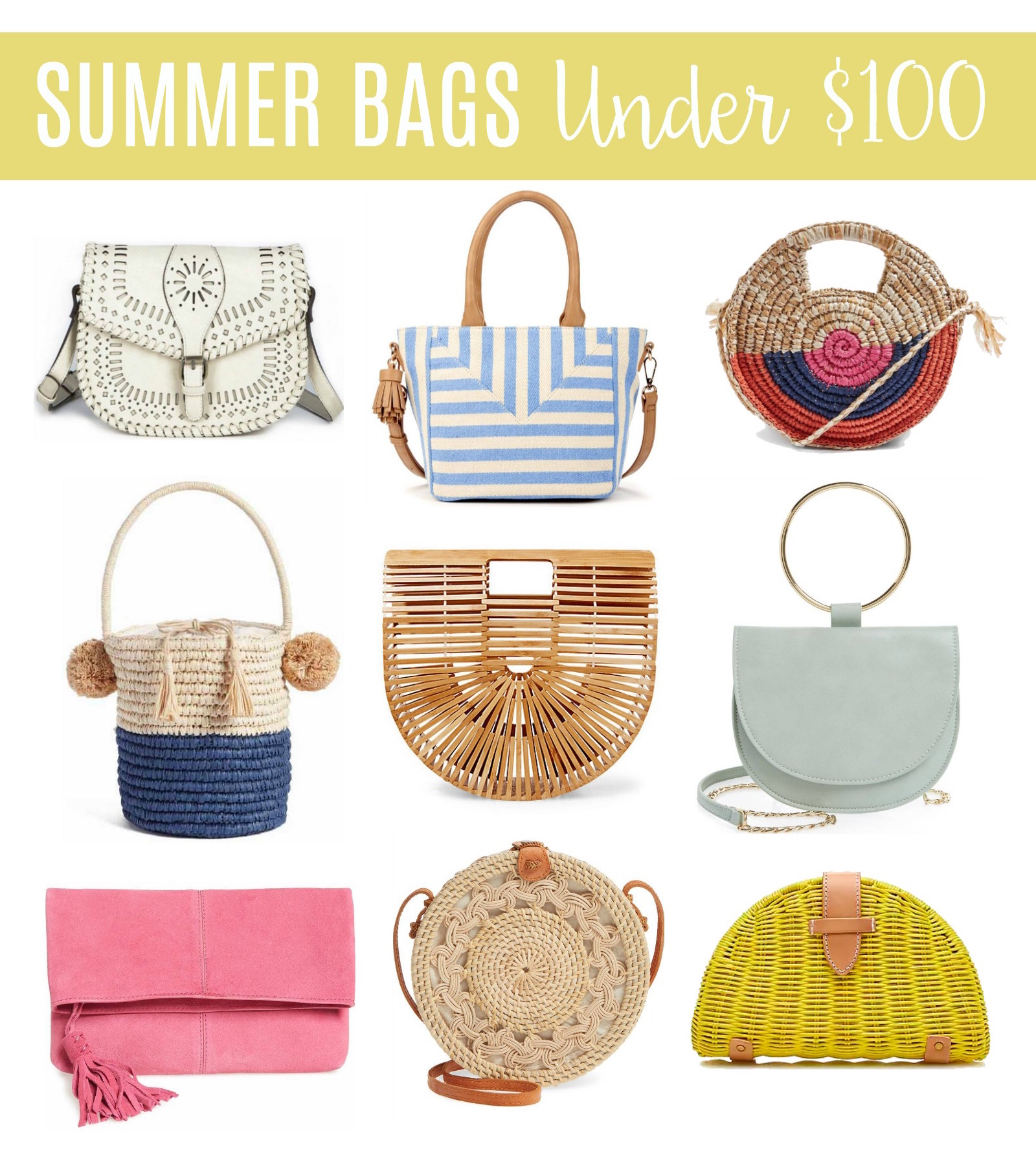 summer bags under $100, circle straw bag