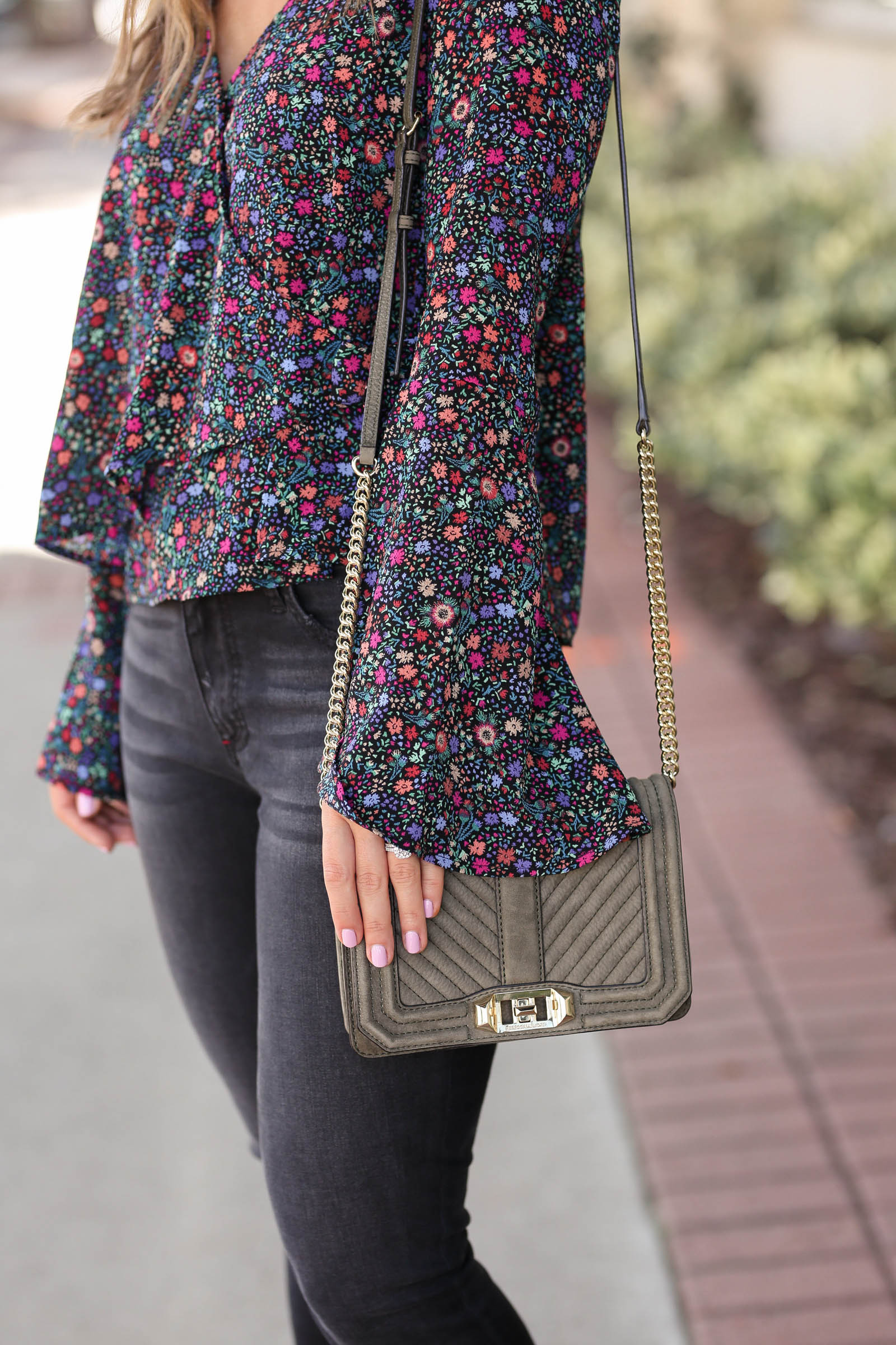 floral bell sleeve top