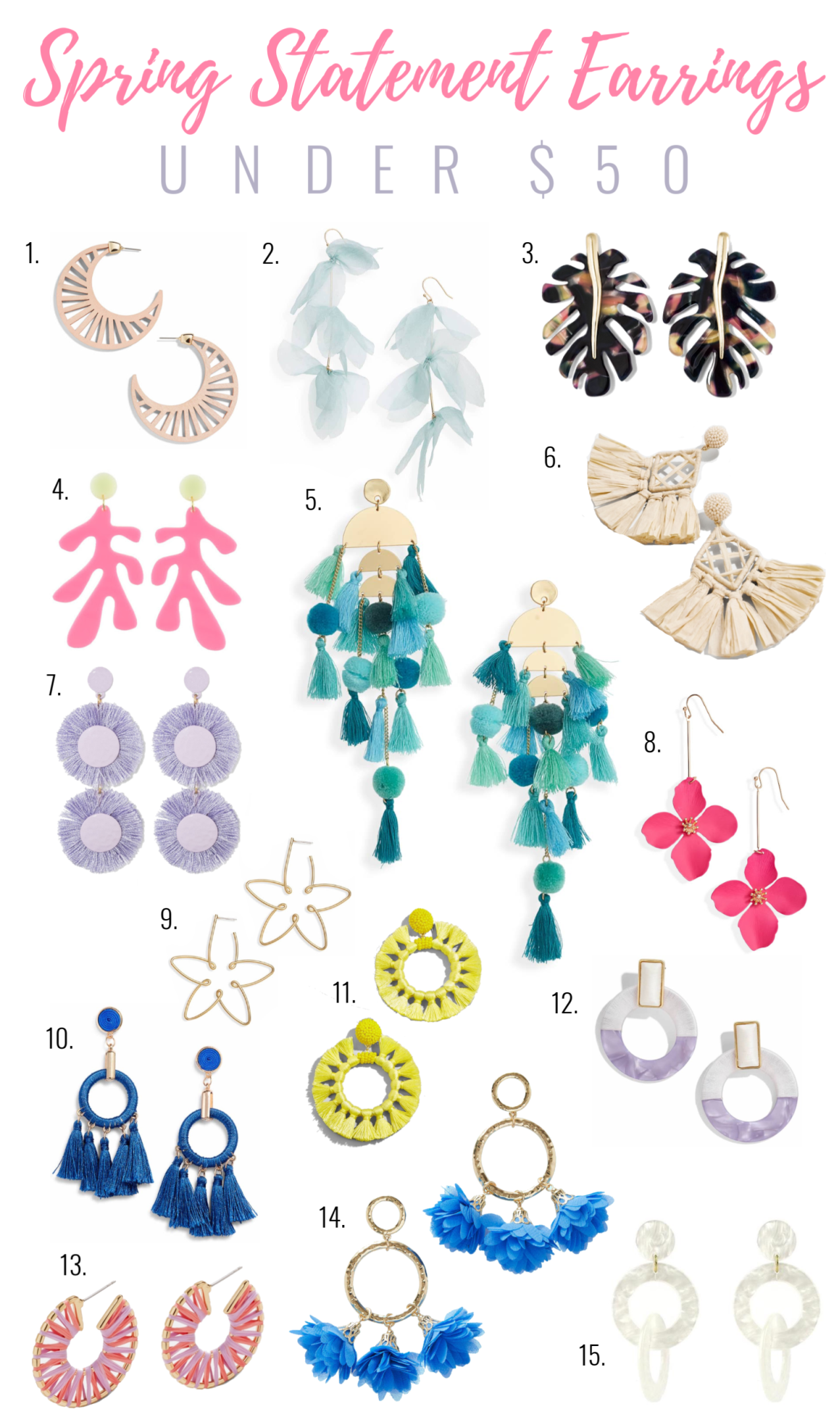 Spring Statement Earrings Under $50, affordable statement earrings