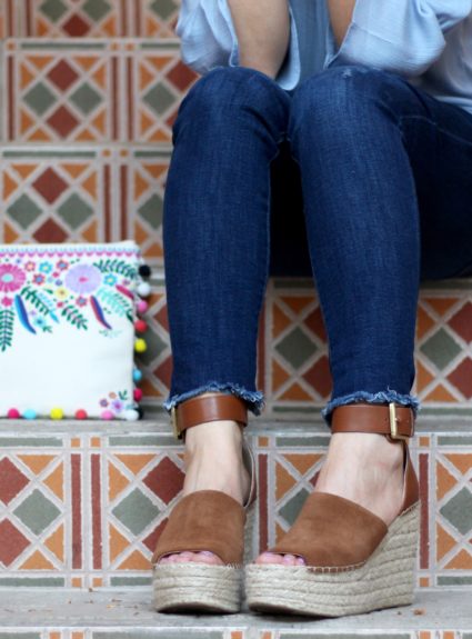Embroidered Pom Pom Clutch