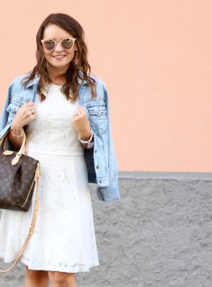 Denim, Lace & Striped Sandals