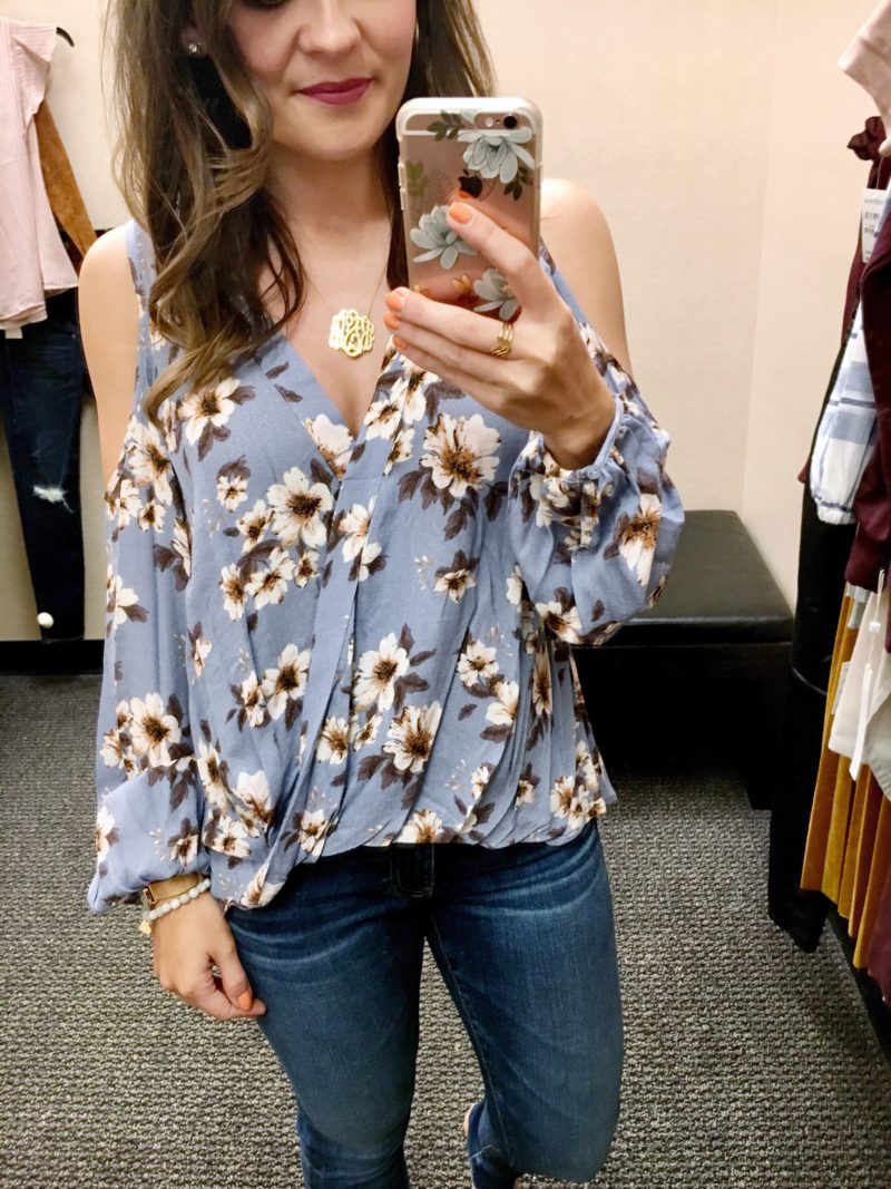lush floral cold shoulder top