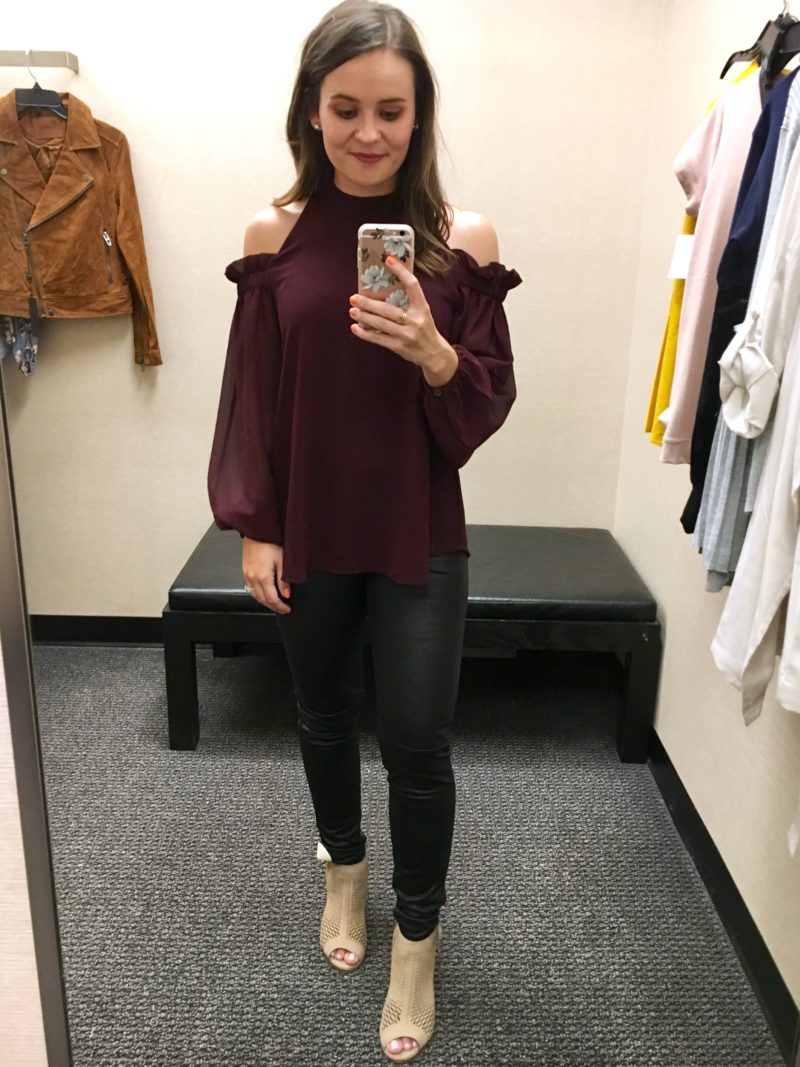 trouve ruffled cold shoulder top