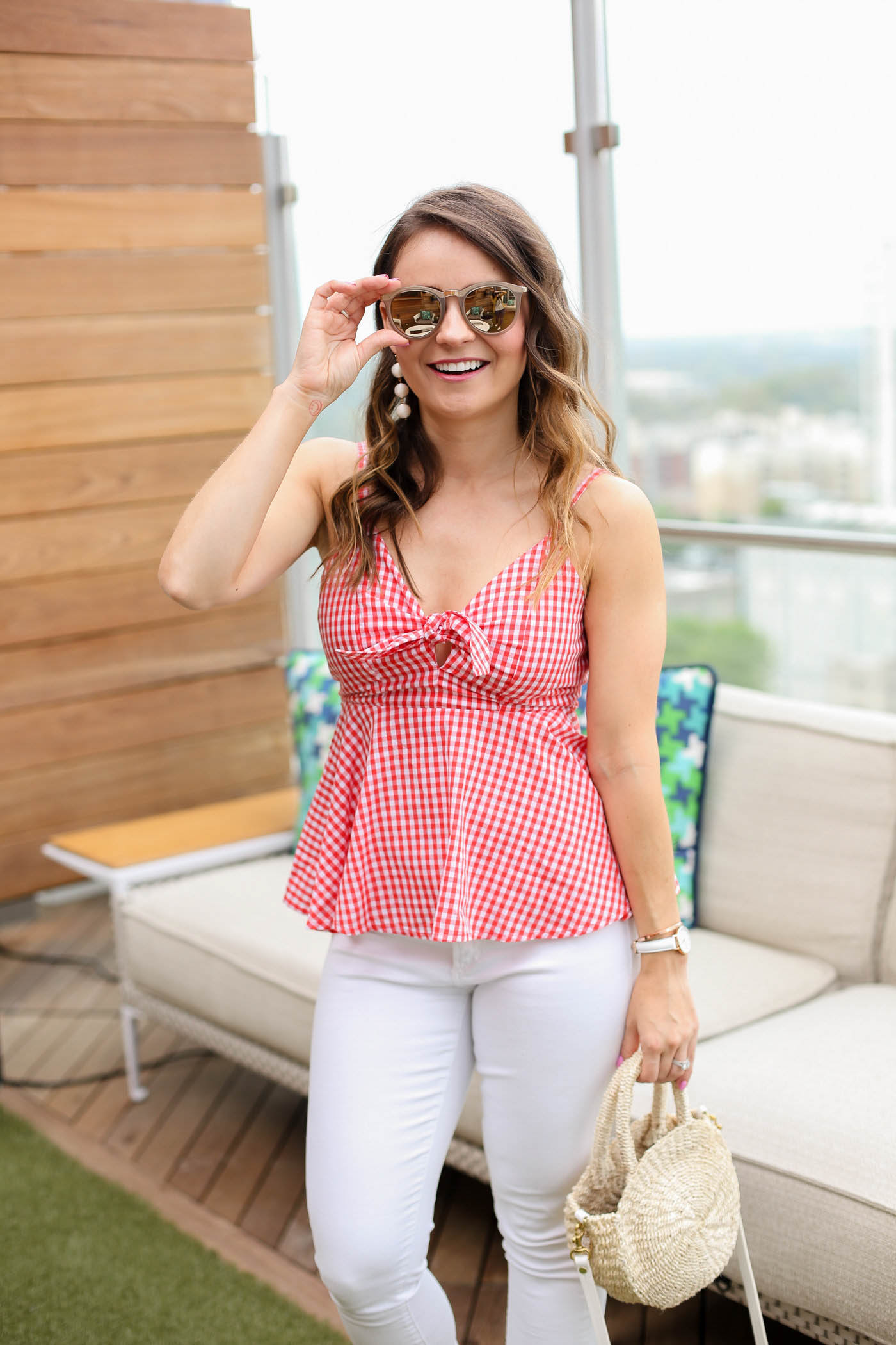 vero moda luna gingham top