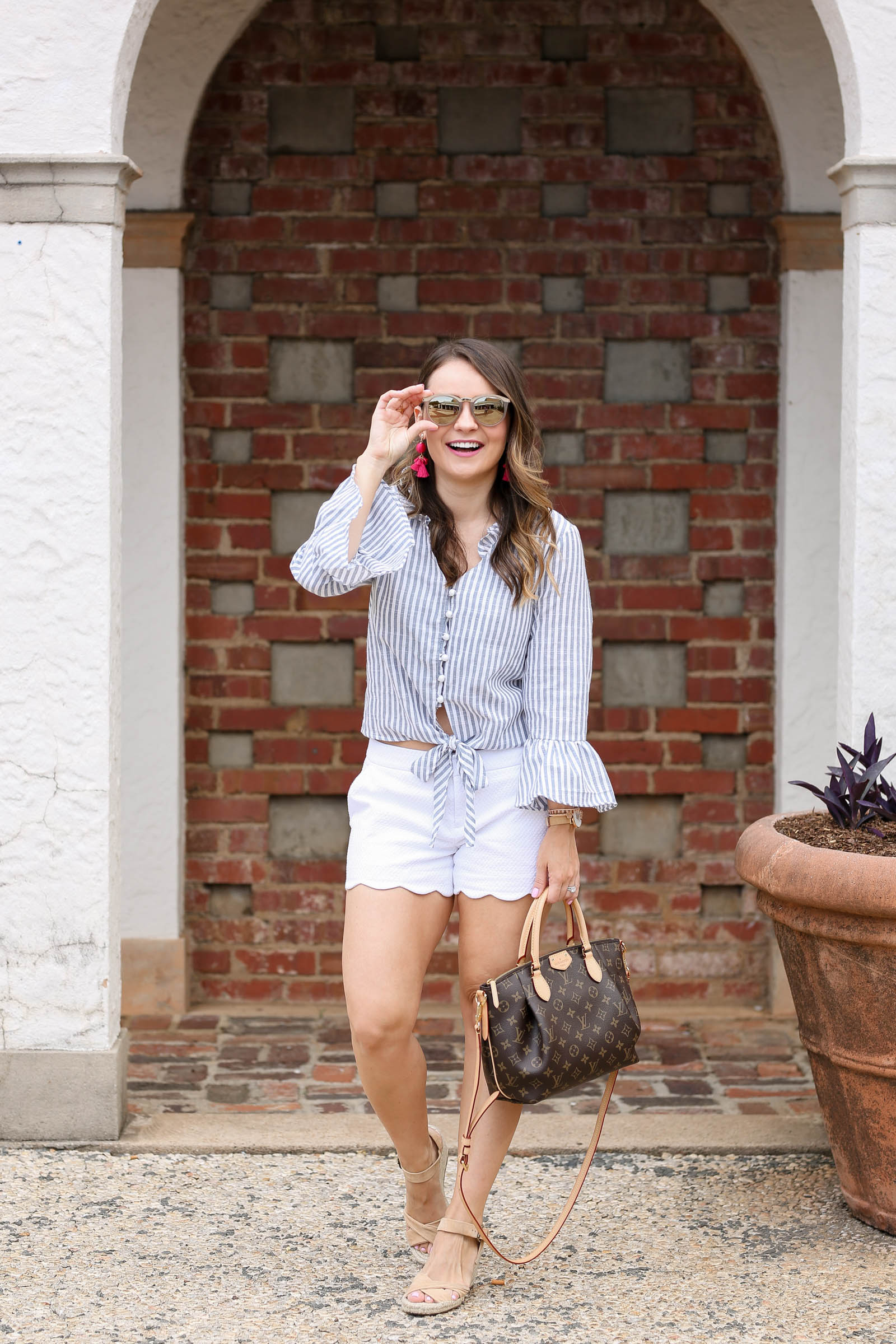 striped bell sleeve top