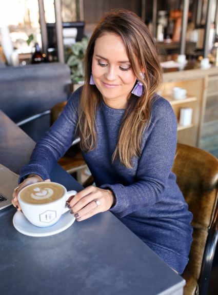 Blue Sweatshirt Dress Under $30 + A New Coffee Spot