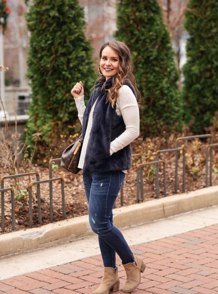 Navy Faux Fur Vest