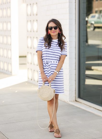 Blue Striped T-Shirt Dress