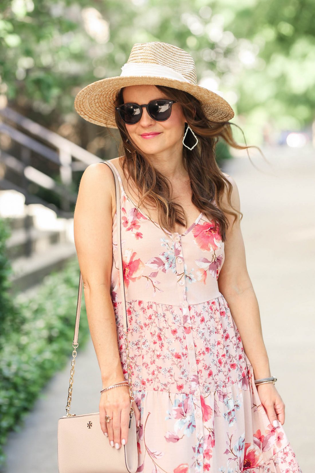Floral park clip dot midi dress hot sale