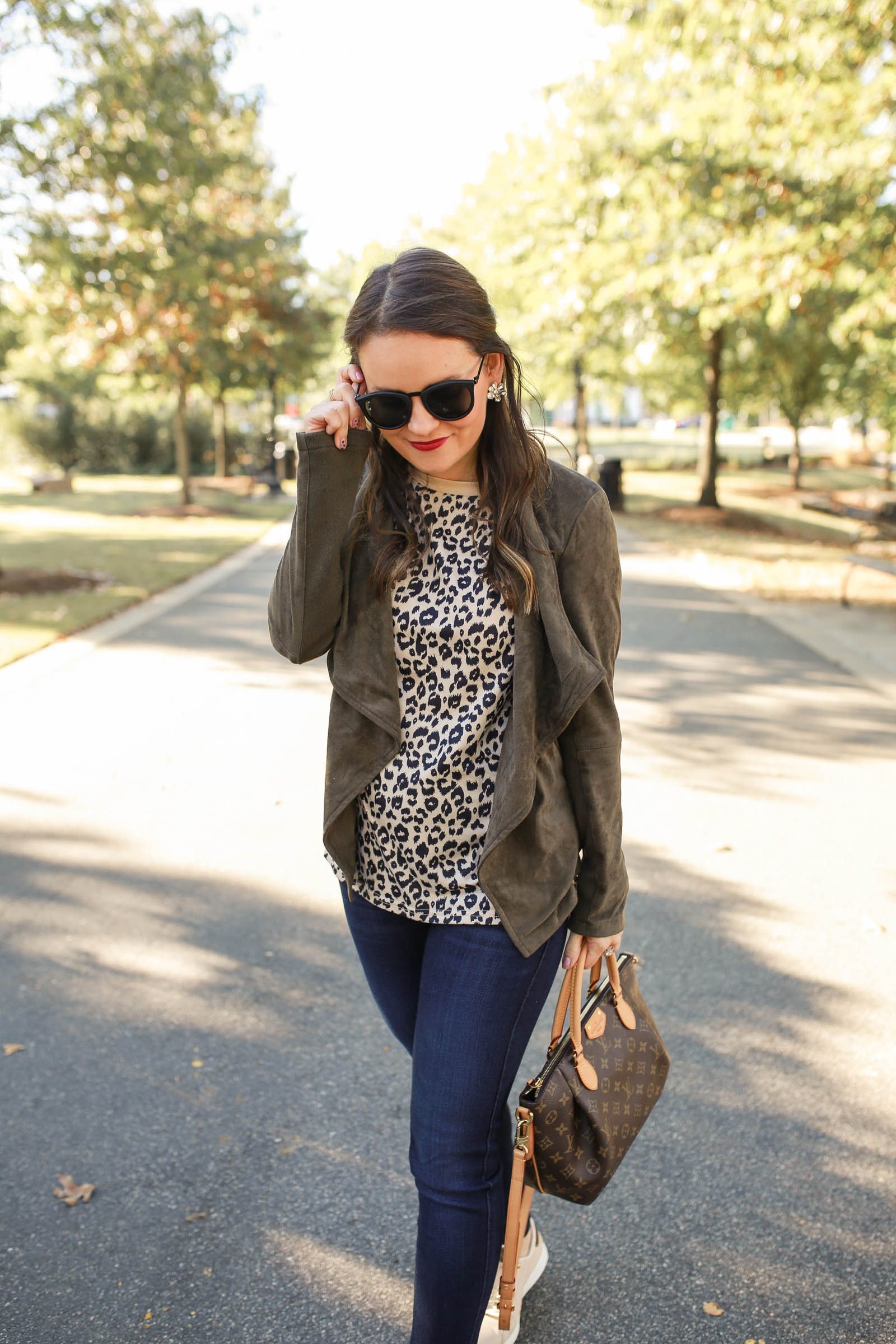 Casual Fall Style: Suede Jacket + Neutral Sneakers - Medicine & Manicures