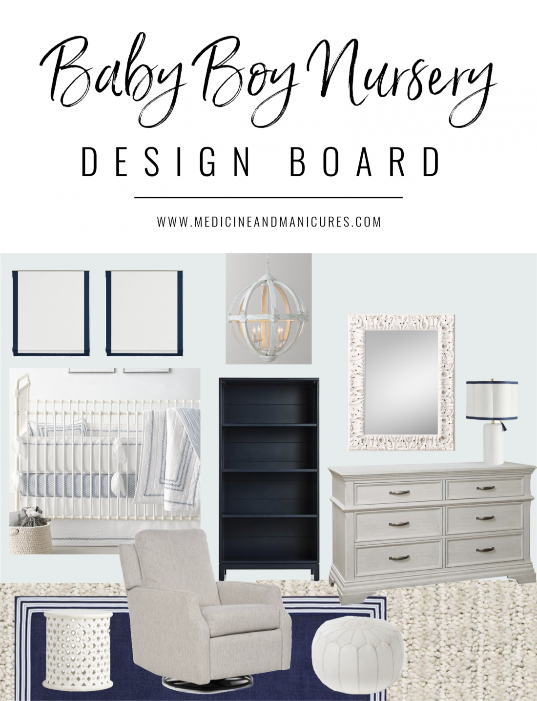 Boy Nursery Design Board - Medicine & Manicures