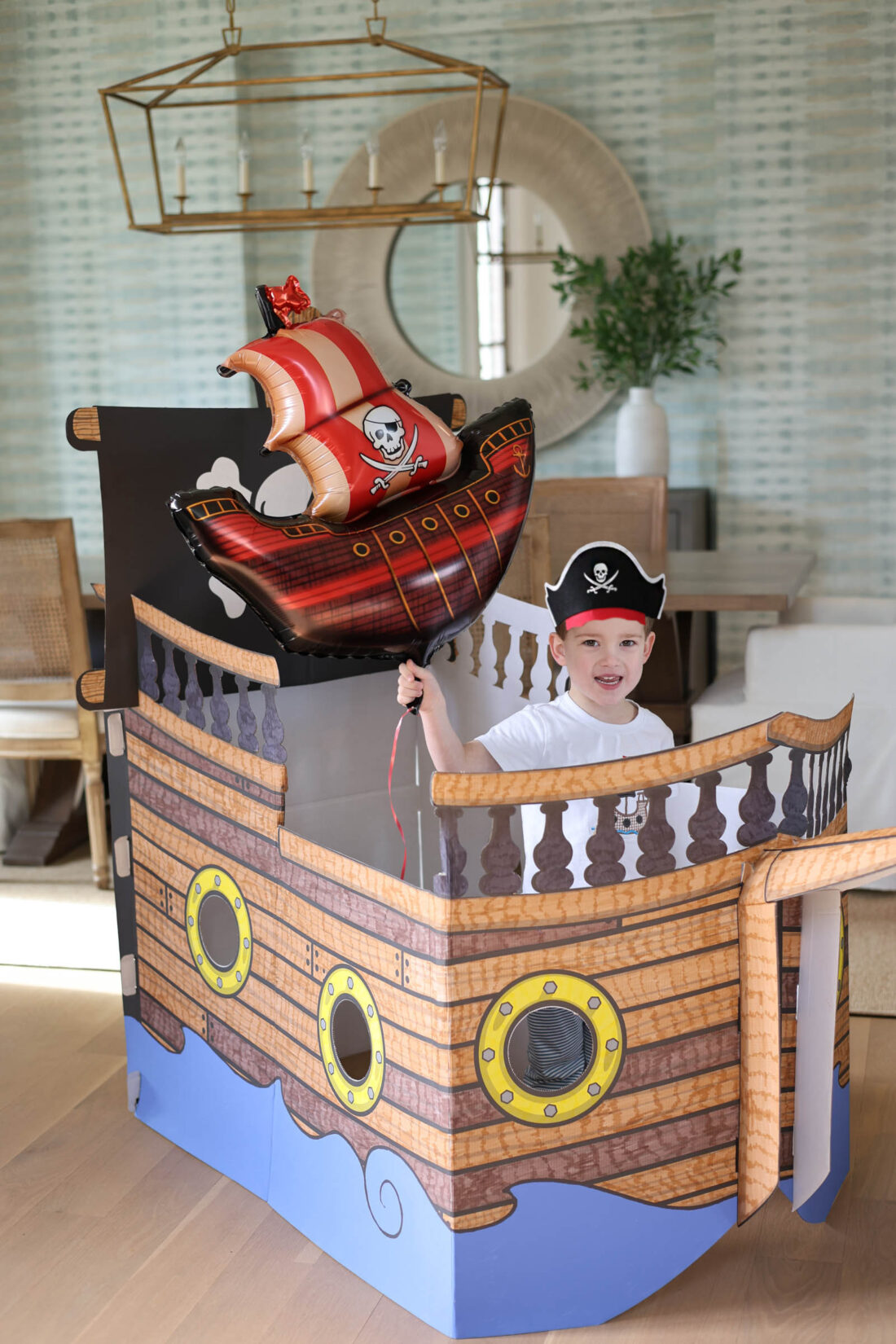 pirate party, cardboard pirate ship