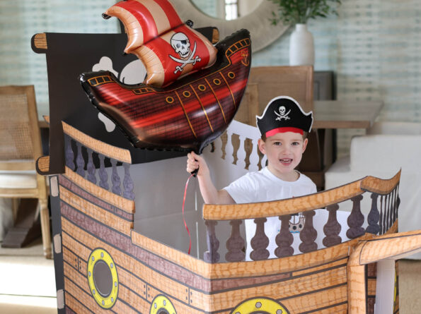 pirate party, cardboard pirate ship